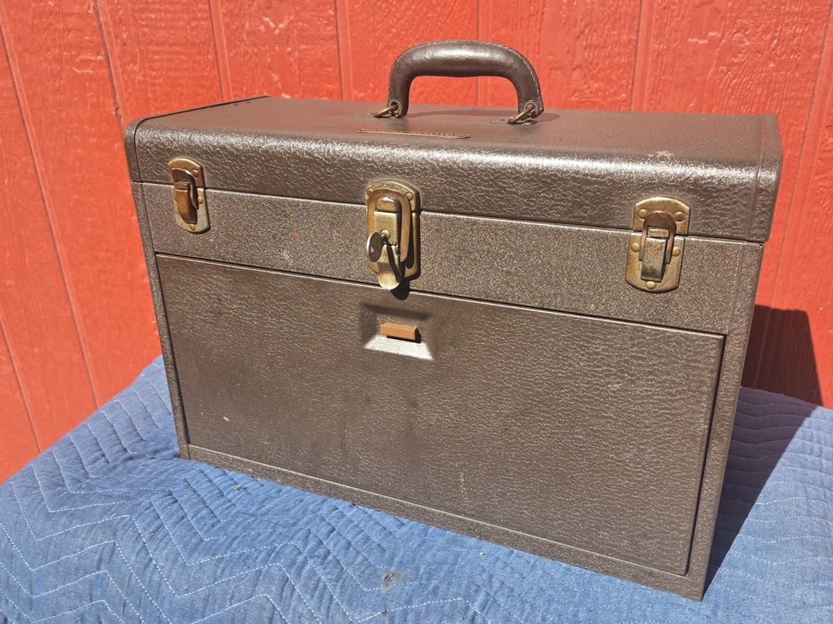 Early Leather Handle Vintage Kennedy Machinist Tool Chest Box No