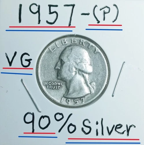 1957(P) Washington Quarter VG Condition Look & See & Judge what U See 90% Silver