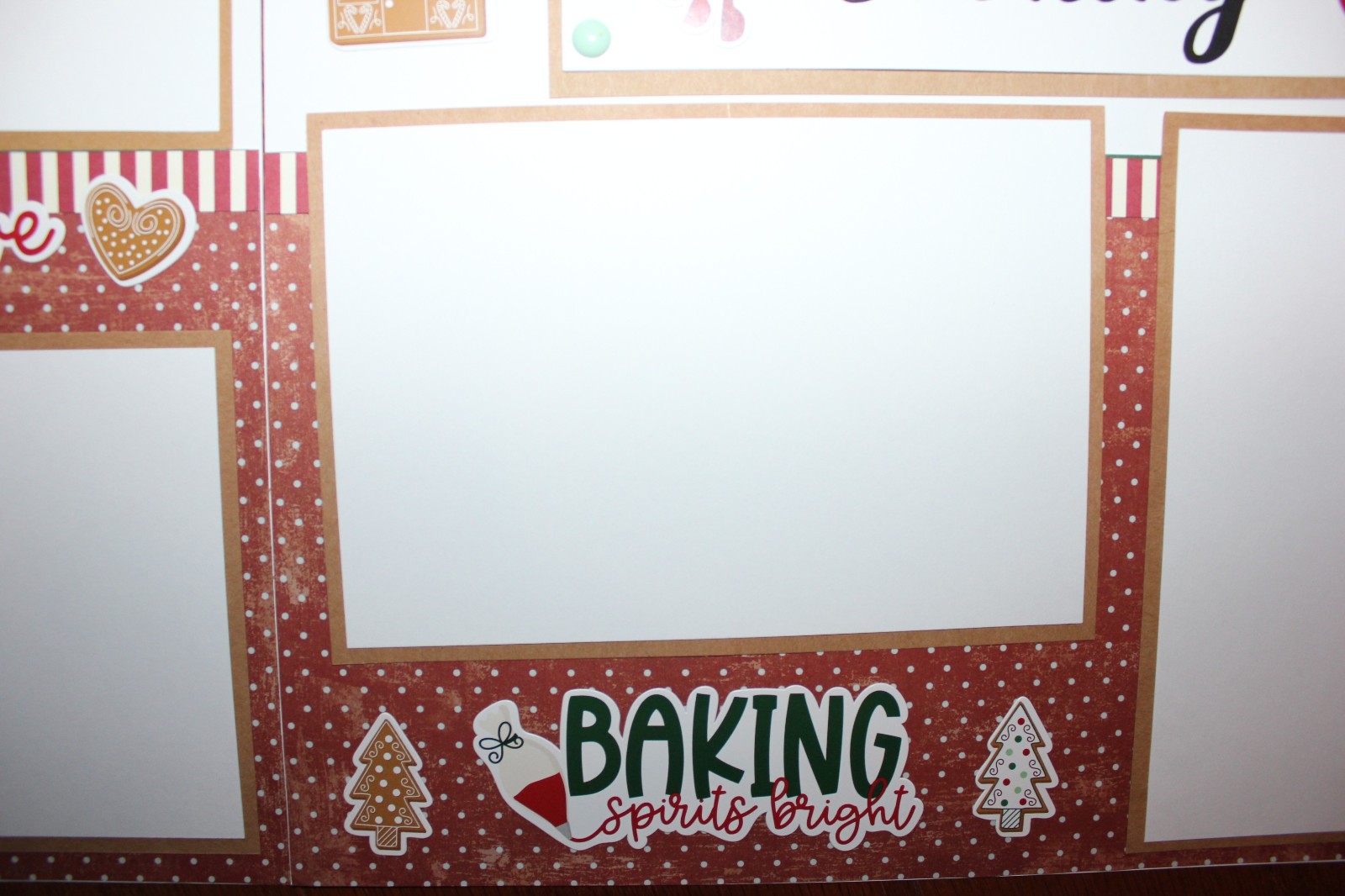 Christmas Cooking scrapbook pages, 2 each 12 x 12 handmade assembeled premade