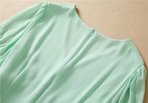 Princess Designer Elegant Casual Party V-Neck Short Sleeve Midi Mint Dress - Picture 22 of 36