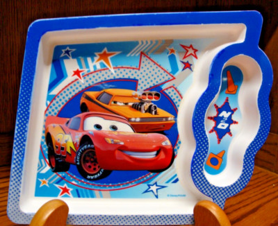Disney Cars Lightening McQueen 2-Section 7x8'' Childs Plate by Learning Curve E23