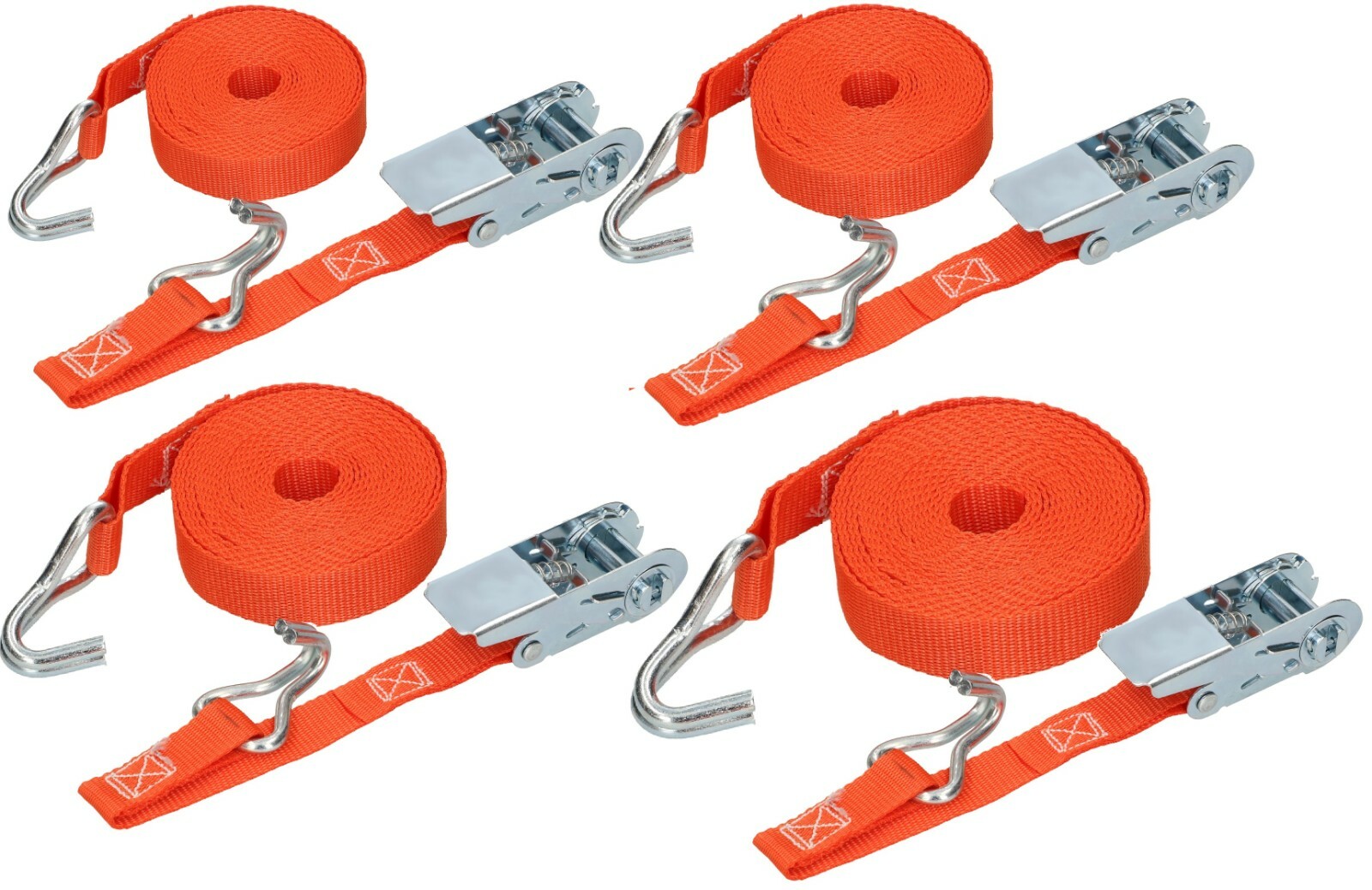 Juego de 4 correas de trinquete de 3 - 8 m/25 mm/500 kg con correa de amarre ...