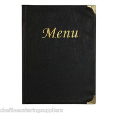 A4 Menu Holder Black 8 Pages, Restaurants, Pubs, Bars, Cafe