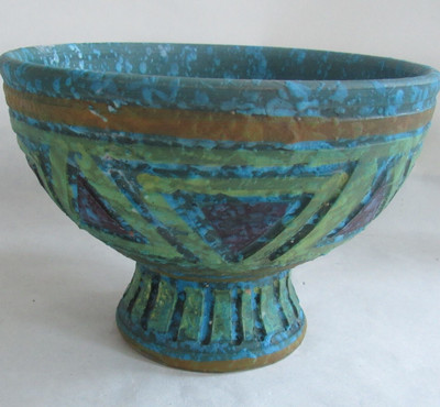 MCM Vtg Bitossi Style Aldo Londi Raymor Italian Lava Glaze Pedestal Bowl 5.25''