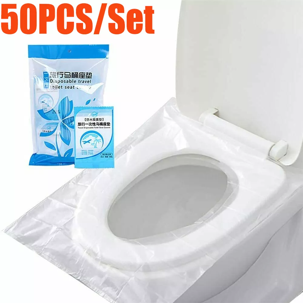 50 Pack Disposable Plastic Toilet Seat Cover Waterproof And Non Slip  Individuall