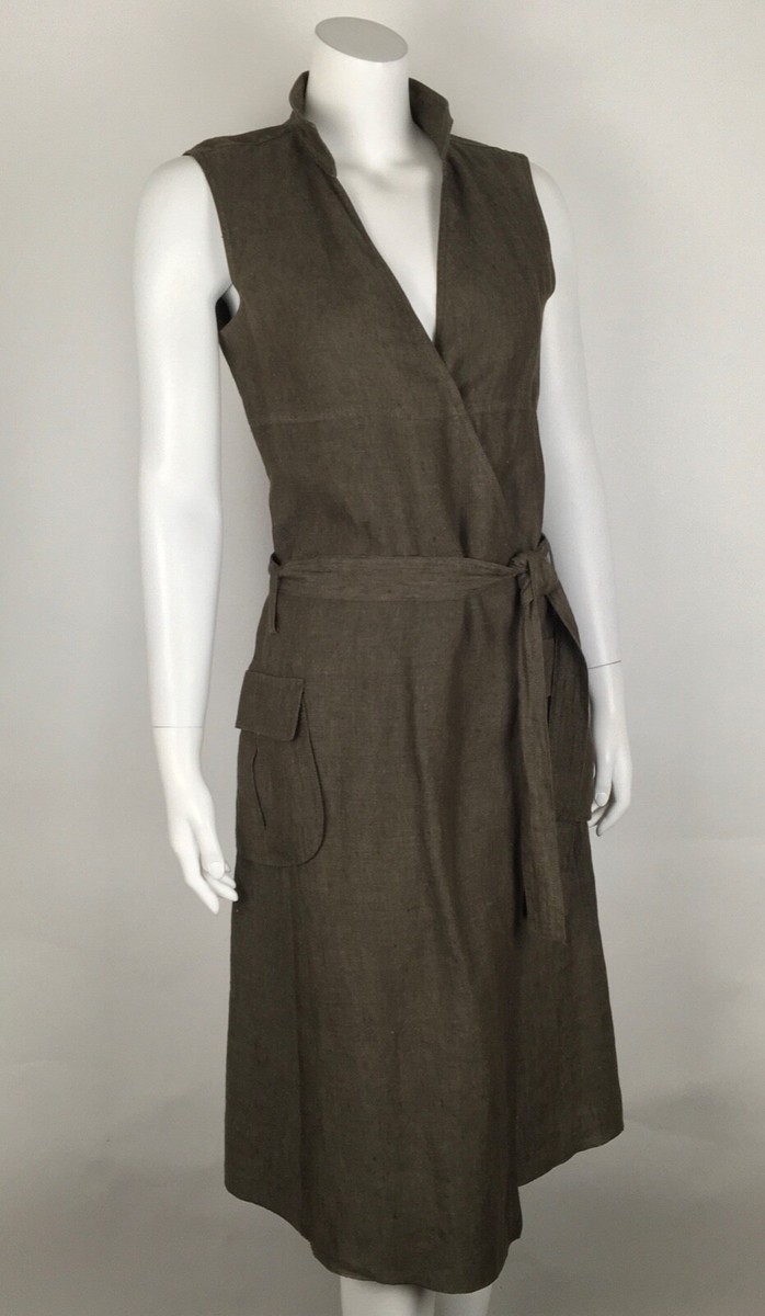 brown linen wrap dress Linen Wrap Dress | AmourLinen