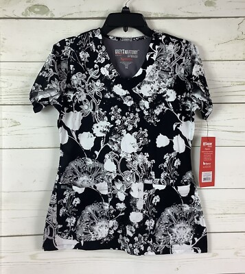 Grey's Anatomy Signature By Barco Printed V-Neck Scrub Top Size XS