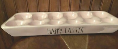 BRAND NEW RAE DUNN PASTEL PINK HAPPY EASTER DOZEN EGG HOLDER GREAT GIFT 