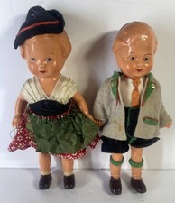 WESTERN GERMANY SET OF 2 HARD PLASTIC 6 1/2" DOLLS EDI GERMANY 16 VINTAGE
