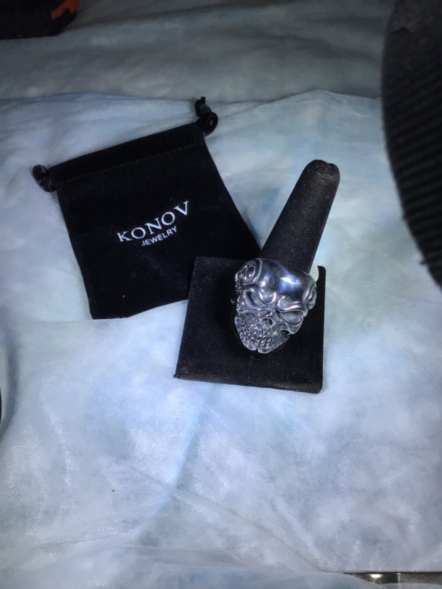 Stainless Steel Men's Punk Gothic Heavy Skull Head Biker Ring Band