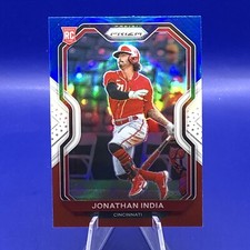 Jonathan India 2021 Prizm Red White Blue Prizm Rookie Card ROY. rookie card picture