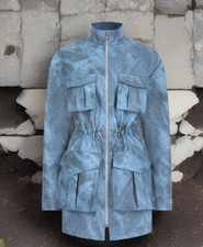 Maniere De Voir Vintage Vegan Leather Jacket Dress - Washed Blue Size 12/14