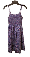 SO Dress Junior's XS Navy Blue Floral Smocked Bodice