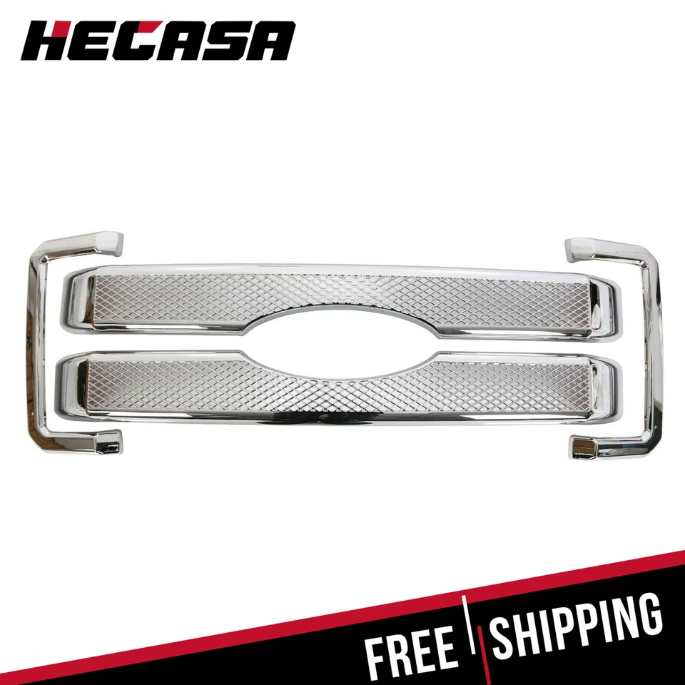 Fits 11-16 Ford F250 350 450  Moulding Front Chrome Grill Grille Cover Overlay - Изображение 2 из 4