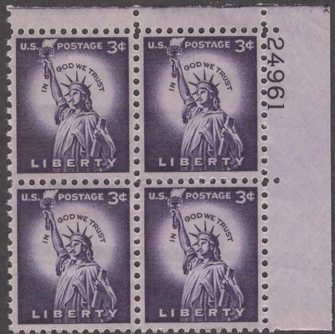 Scott # 1035 - US Plate Block Of 4 - Statue Of Liberty - MNH