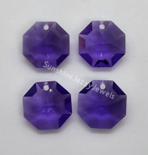 4pc Swarovski Crystal Blue Violet 14mm 1-Hole Octagon 8115 Pendant; Beautiful 