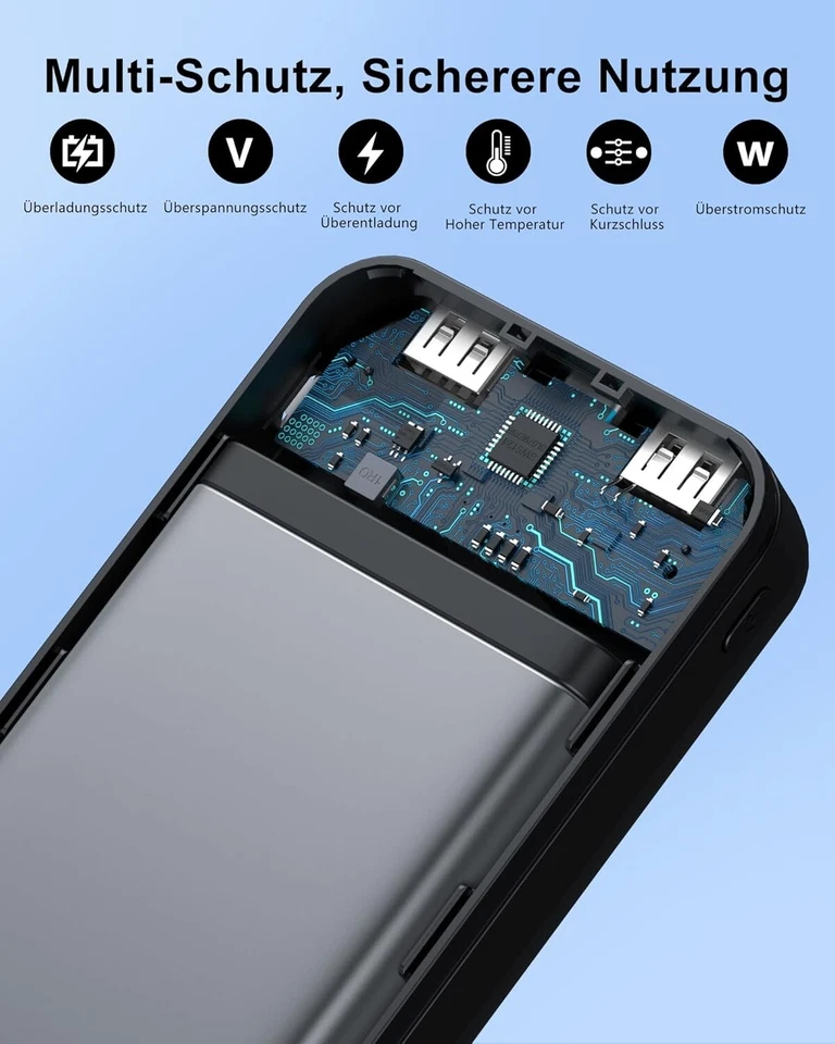 2x Powerbank 16000mAh Power Bank Set mit USB C Extern Akku Ladegerät Handy B316 - Bild 4 von 4