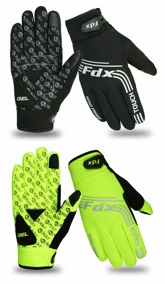 FDX Cycling Gloves Windproof Gel Padded Touchscreen Full Finger Biking Gloves