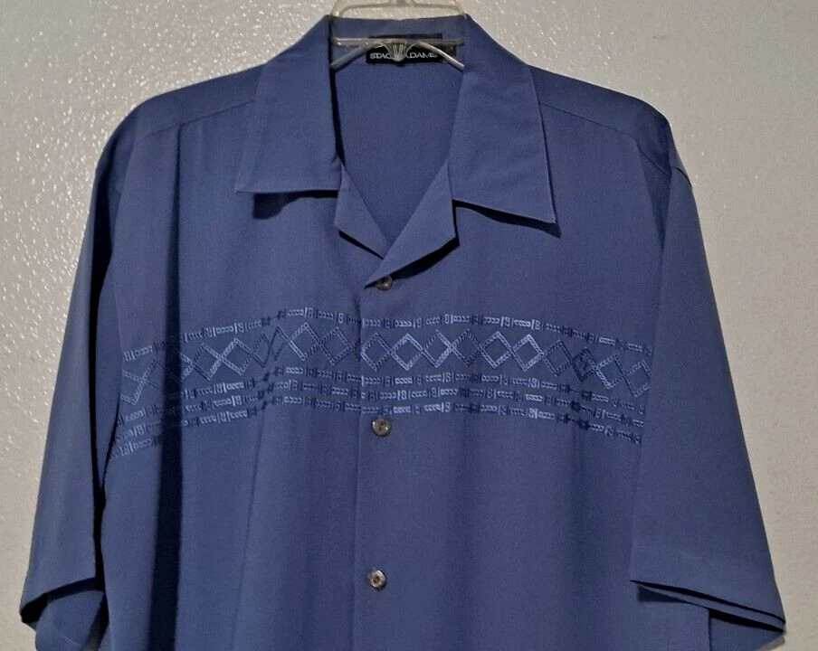 Camisas informales Stacy Adams azules de fiesta para hombre talla grande (L) manga corta Foto 2 de 4