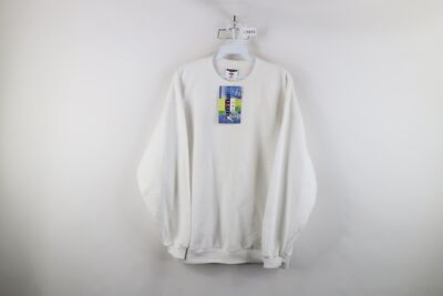 Deadstock Vintage 90s Streetwear Mens Large Blank Crewneck Sweatshirt White