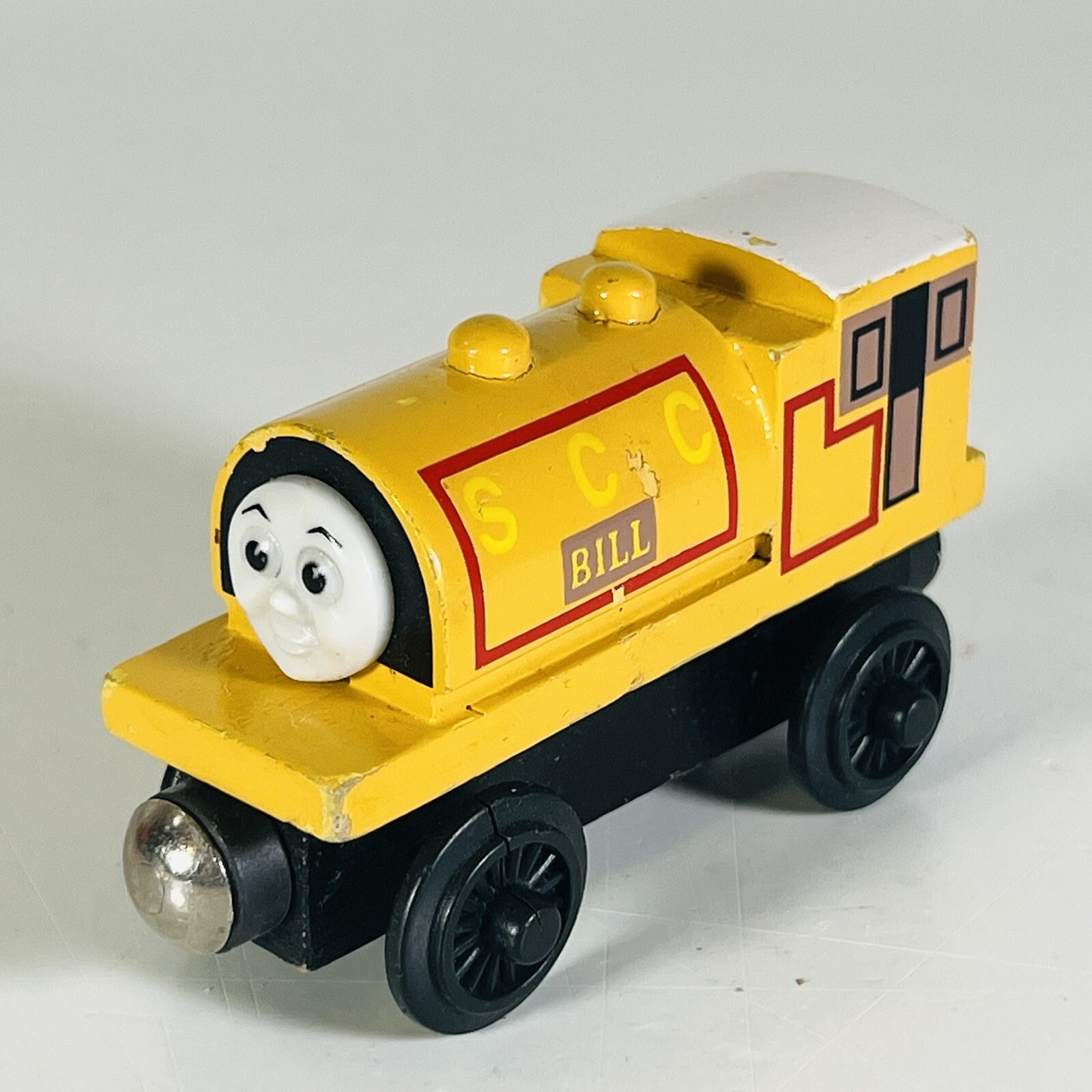 1994 Rare Vintage Bill Thomas the Train Wooden Railway No Name Base Wheel Crack