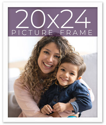 20x24 Frame White Real Wood Picture Frame Width 0.75 inches | Interior Frame Dep