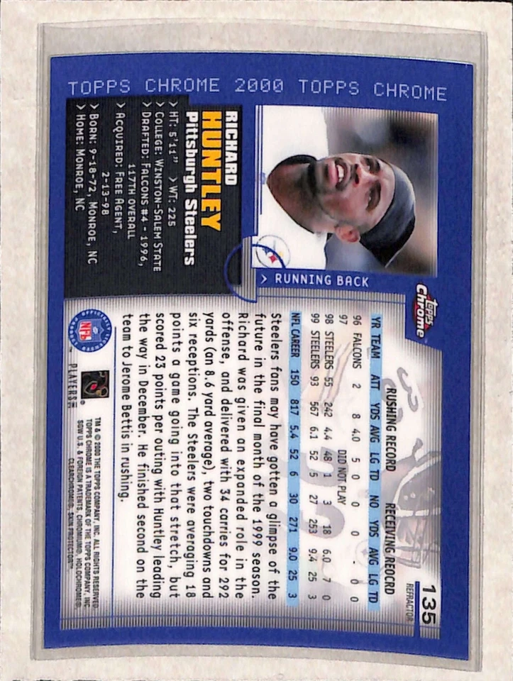 2000 Topps Chrome #135 Richard Huntley Refractor NM - Image 2 of 2