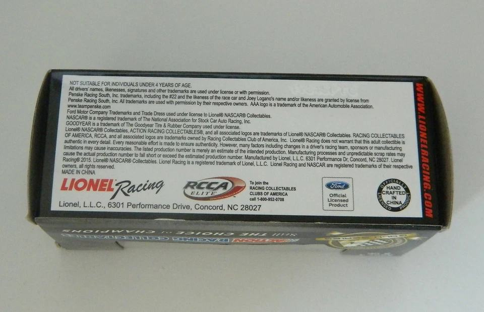 Coche diecast escala 1:64 Stock Car Joey Logano #22 AAA Foto 4 de 4