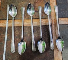😘LOT OF 6 NICE ART DECO c1933 LENOX SILVERPLATED ICED 🧊 TEA🧋SPOONS
