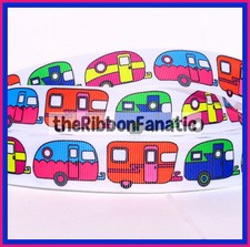 3 yds 7/8" Glamper Vintage Campers Camping Canned Ham Kitsch Grosgrain Ribbon