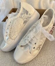 Bridal Beaded Lace Wedding Sneakers Size 7