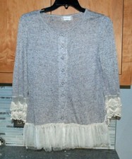 Altar'd State Women's Linen Cotton Blend Lace Trim Cardigan Size S NWOT