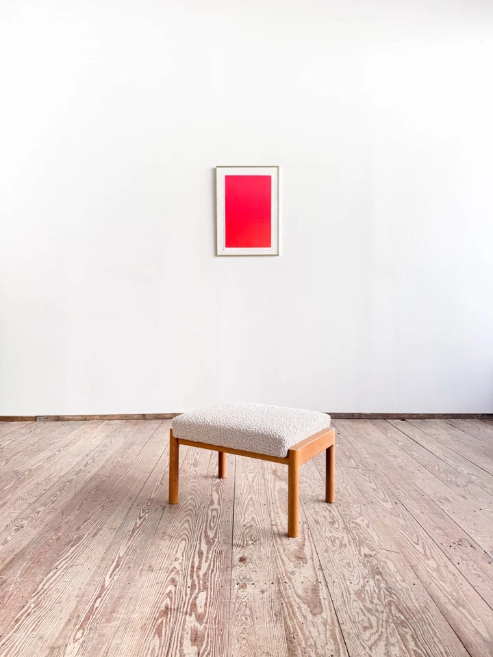 Danish Midcentury Oak wood Stool or Ottoman by Ole Wanscher, Danish Design, 1960