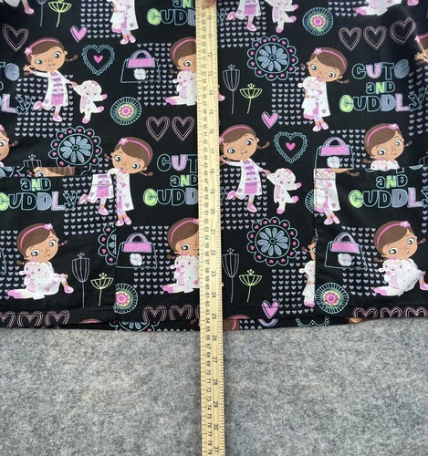 Disney Doc McStuffins Scrub Top Womans Large Black V-Neck - Picture 5 of 6