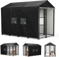 Outdoor Dog Kennel Cover,Full Coverage for 8'Dx4'Wx6'H Dog Cages,600D Heavy Duty