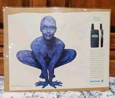 2000 Vintage Ericsson T28 World Mobile Phone Magazine Print Ad Decor Wall Art