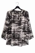 Simply Vera Vera Wang Blouse XL Black White Abstract Grid Sheer Long Sleeve