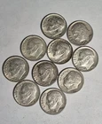 Lot of 10 Roosevelt Dimes 90% Silver Pre-1964 🔥 Mixed Dates Circulated