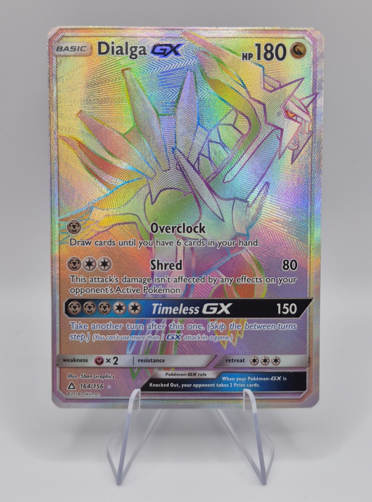 2018 Pokémon Dialga GX 164/156 SM-Ultra Prism Rainbow Secret Rare LP