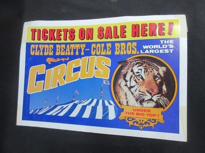 1990's Clyde Beatty Cole Bros World's Largest Circus Poster Under the Big Top