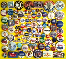 100 Diff. PRESIDENTIAL / POLITICAL / CAUSE Pinbacks Pins Buttons 1940s up Lot