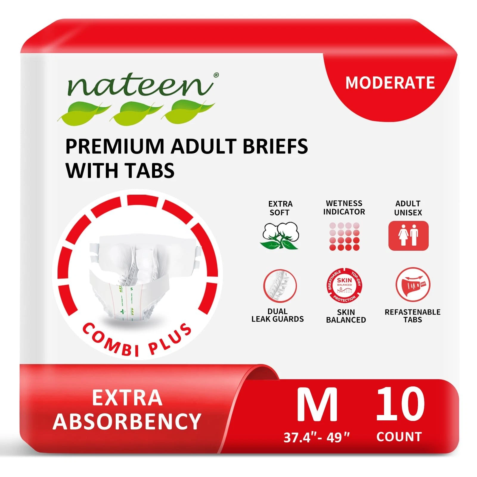 Combi Plus Adult Diapers with Tabs for Men & ,Moderate Absorbency Incontinenc...