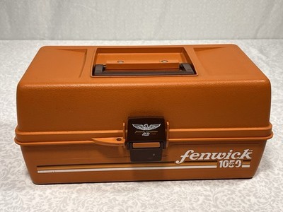 Fenwick 1050 Orange Brown Plastic Hard Case Tackle Box with 14 Dividers