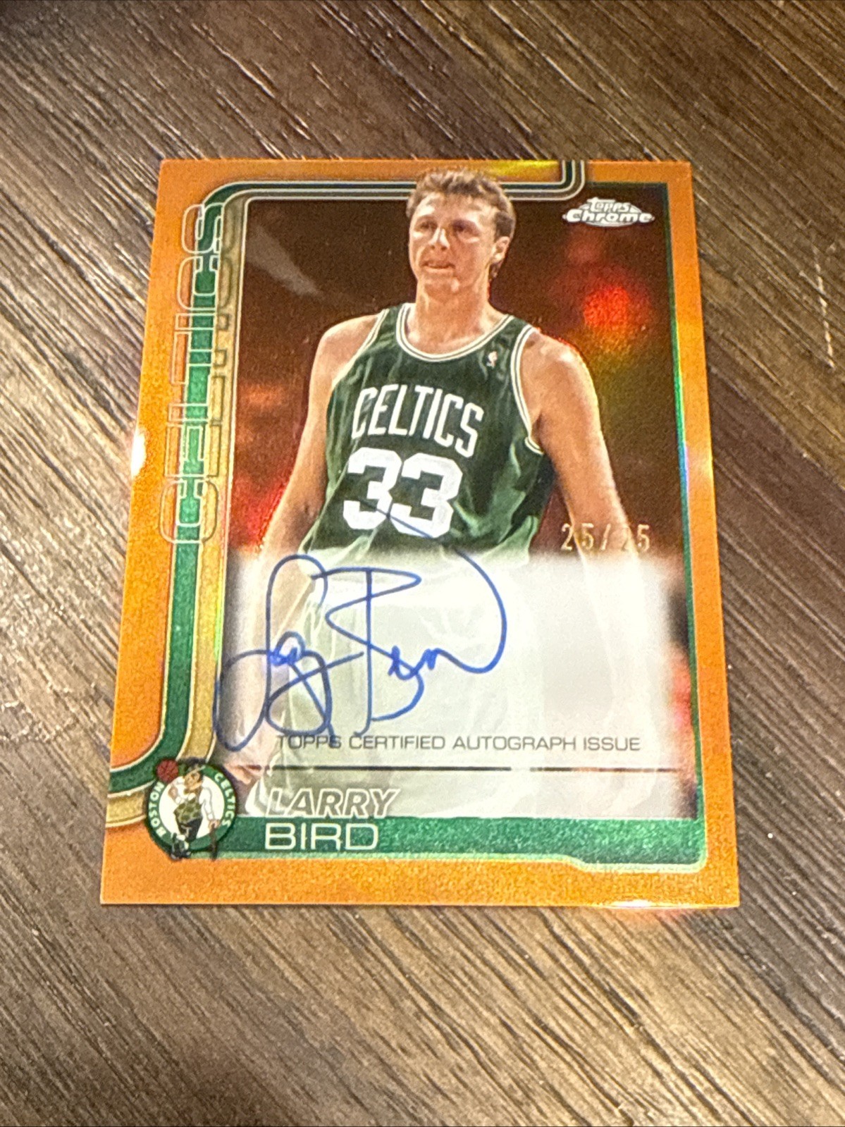 LARRY BIRD 2025-26 TOPPS CHROME #TCA-LB AUTO TRUE ORANGE REFRACTOR 25/25 CELTICS