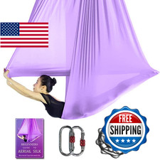 Aerial Yoga Hammock L:5M W:2.8M Aerial Pilates Silk Yoga Swing Set with 2000 Ibs