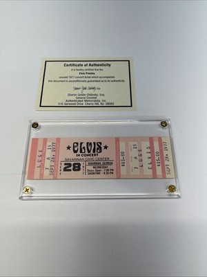 Vintage Elvis Presley 1977 Savannah Civic Center Concert Ticket COA