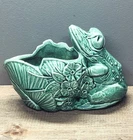 McCoy Smiling Frog Planter on Water Lily Vintage 1950s Small Chip USA Succulent