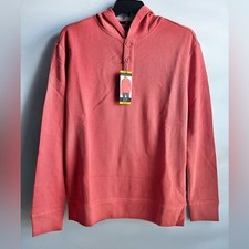 GAP Waffle Knit Henley Hoodie Coral Size Medium