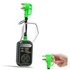 30 Amp to 50 Amp RV Adapter with Surge Protector - Upgraded NEMA 30M/50F Green