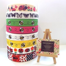 PER Metre BEE BUTTERFLY LADYBIRD  Printed Grosgrain ribbon 22/25mm Hairbow Craft